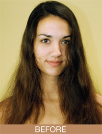 Model Natalie Martinez before her makeover.