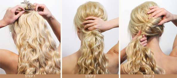Winter Hairstyles Ponytail: Steps 1 - 3
