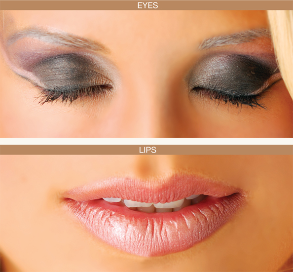 Close up of eyes and lips for fall 2010 makeup season