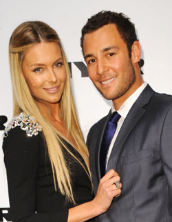 Jennifer Hawkins with fiance Jake Wall.