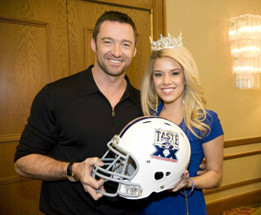 Hugh Jackman and 2011 Miss America Teresa Scanlan at the star-studded 2011 Taste of the NFL in Dallas