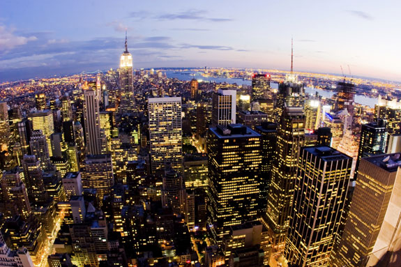 The beckoning bright lights of New York, New York