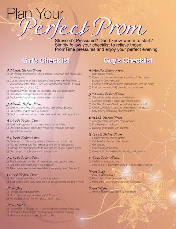 Prom Checklist 2008