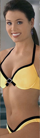 Photo of model with a link to swimsuit images by Jamye Shaw Swimear