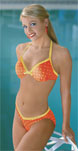 Orange with yellow polka-dots bikini by Jamye Shaw swimwear