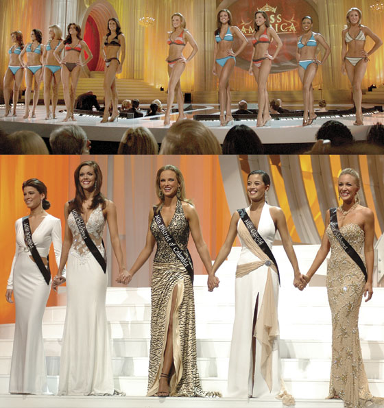 Miss America 2006 Top 10 in swimsuits and Miss America 2006 top 5 in Evening Gowns
