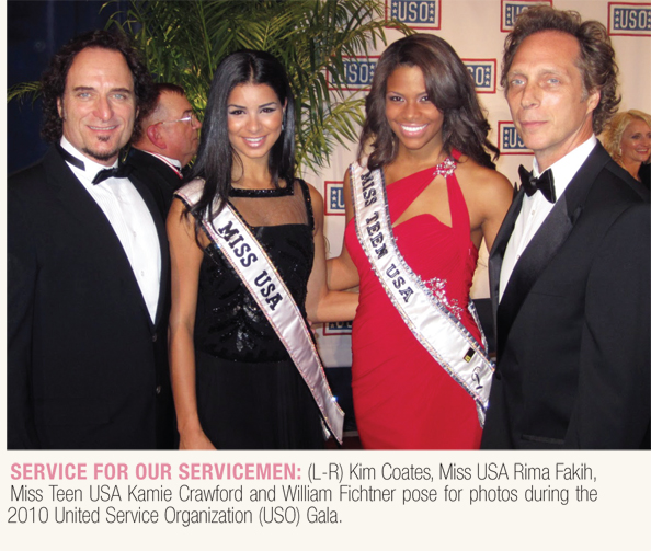 Miss USA Rima Fakih with actor Kim Coates, Miss Teen USA Kamie Crawford, and actor William Fichtner