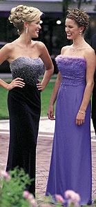 Precious Formals Navy and Purple Prom Gowns photo