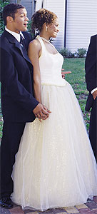 Because of Love Cream and gold gown