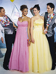 Tiffany designs Pink and Yellow prom gowns