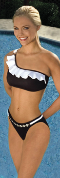 Model wearing black bikini by Jamye Shaw