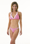 Model wearing pink bikini by Peli Performance Wear