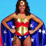 Miss USA 2003 Susie Castillo struts her stuff as Wonder Woman
