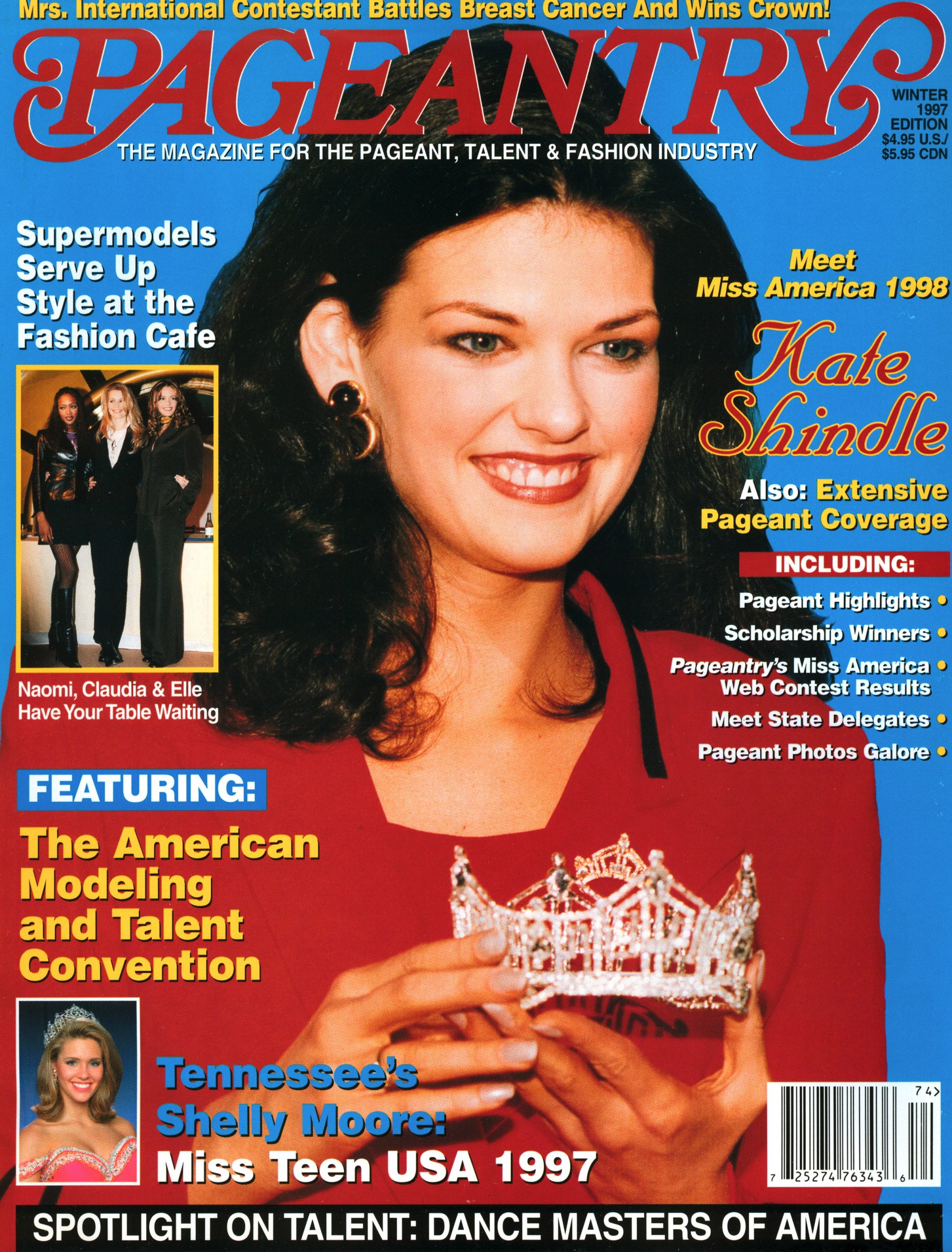 pageantry magazine, pageantry, kate shindle, miss america, shelly moore, teen usa, supermodels, Naomi Campbell, Claudia Schiffer, Elle Macpherson, mrs international